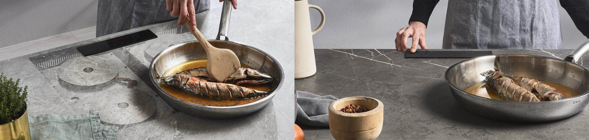 Induction COUNTERTOP: invisible burners integrated IN the kitchen